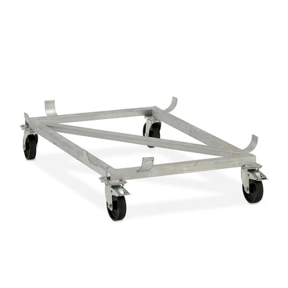 Dolly for rectangular GRP containers, polypropylene castors, black, for LxW 1320 x 970 mm, wheel Ø 125 mm, for 550 l capacity.