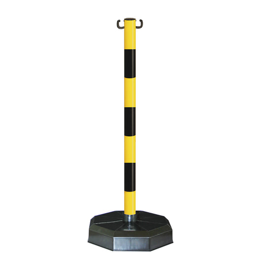 Chain stand, post made of tubular plastic, without concrete filling, yellow / black.