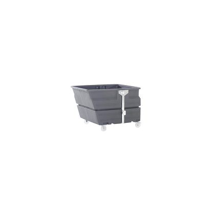 Tilting skip, PE, with suspension support bar, castors, capacity 0.8 m³, grey.