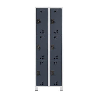 Bremen 3-fold compartment locker, 2 compartments, light grey / charcoal, width 800 mm, 6 compartments.