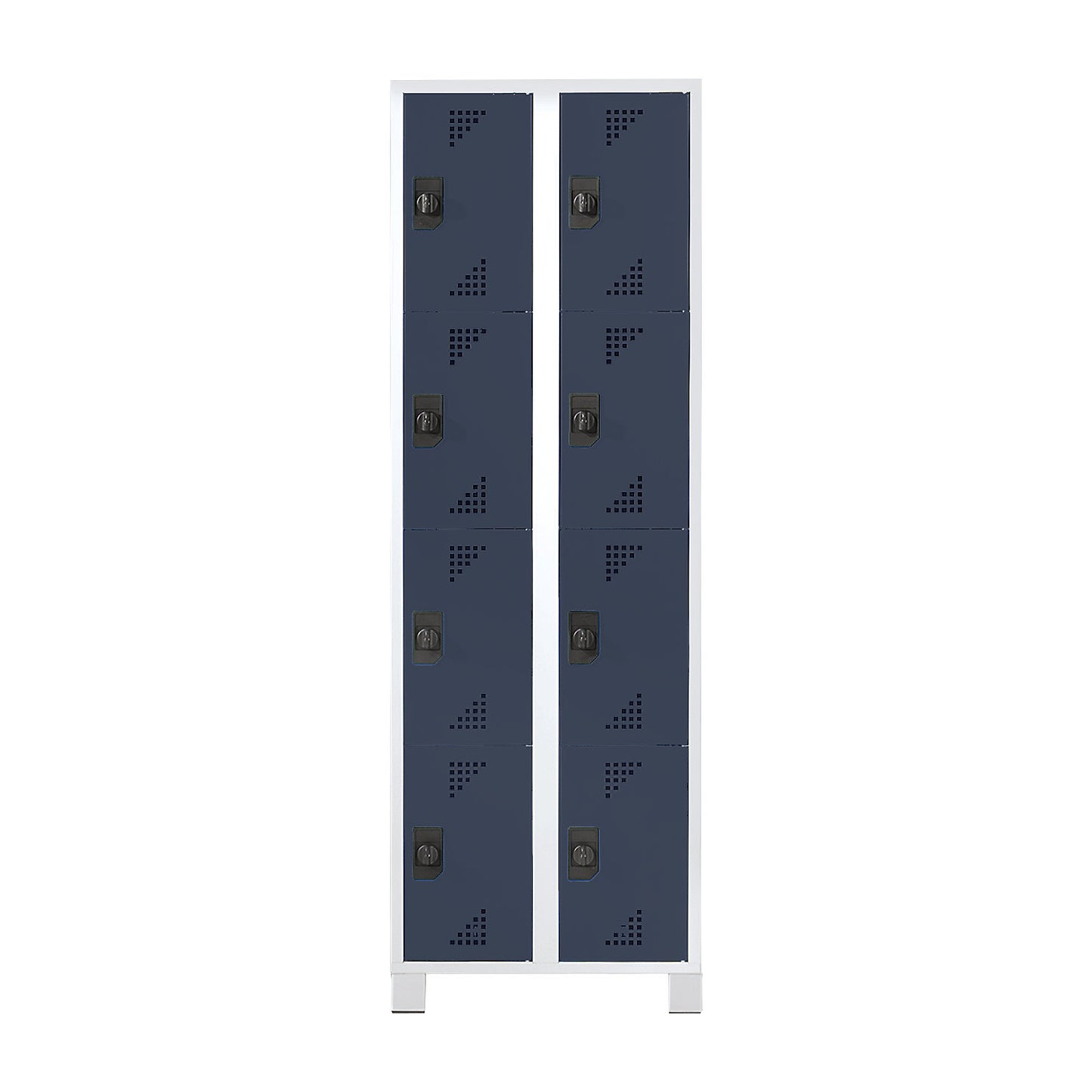 Bremen 4-fold compartment locker, 2 compartments, light grey / charcoal, width 600 mm, 8 compartments.