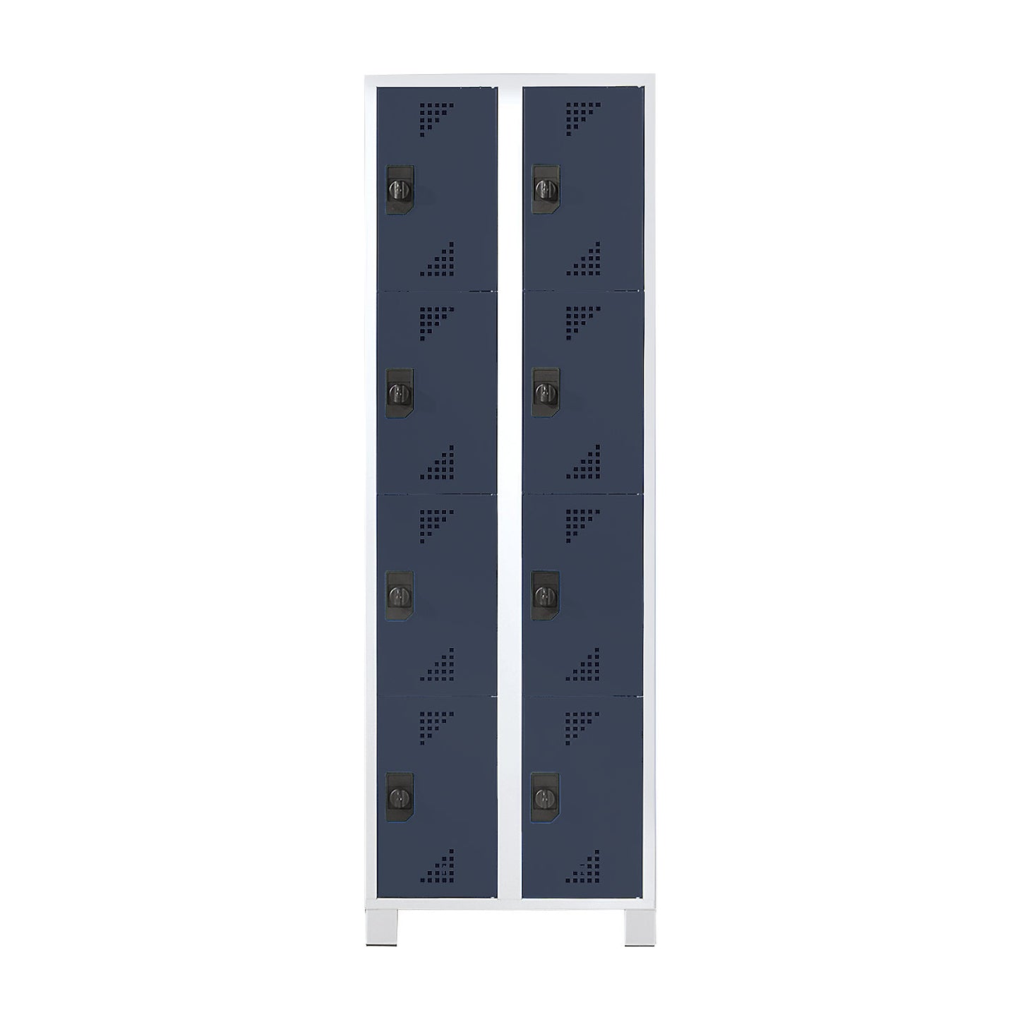 Bremen 4-fold compartment locker, 2 compartments, light grey / charcoal, width 800 mm, 8 compartments.