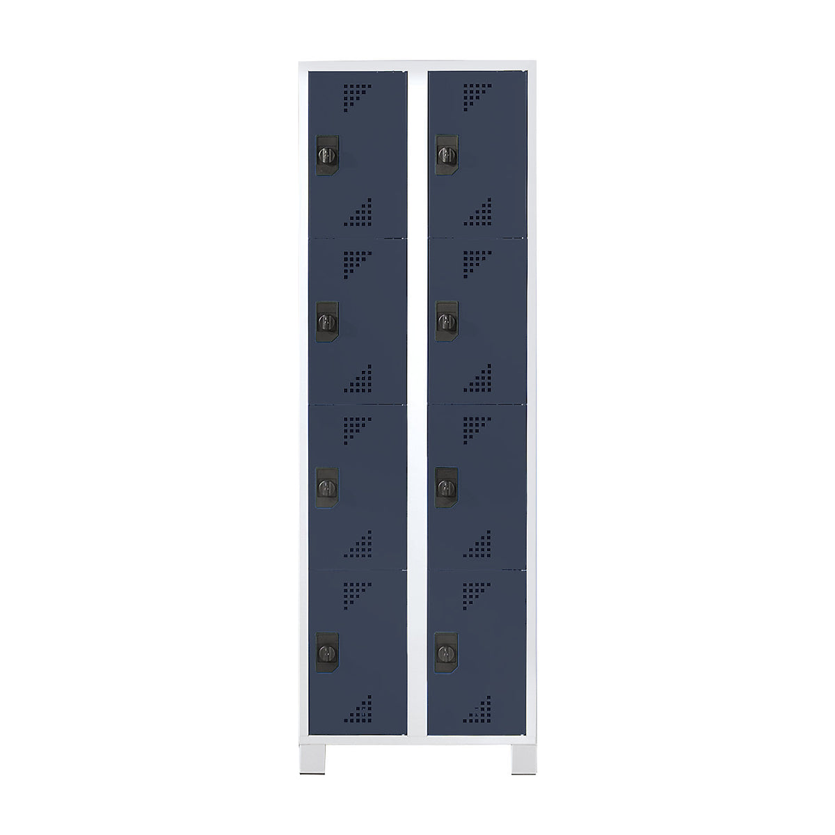 Bremen 4-fold compartment locker, 2 compartments, light grey / charcoal, width 800 mm, 8 compartments.