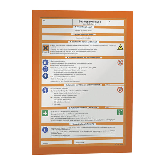 DURAFRAME® display frame, self adhesive, magnetic, for A4, orange frame, pack of 20.