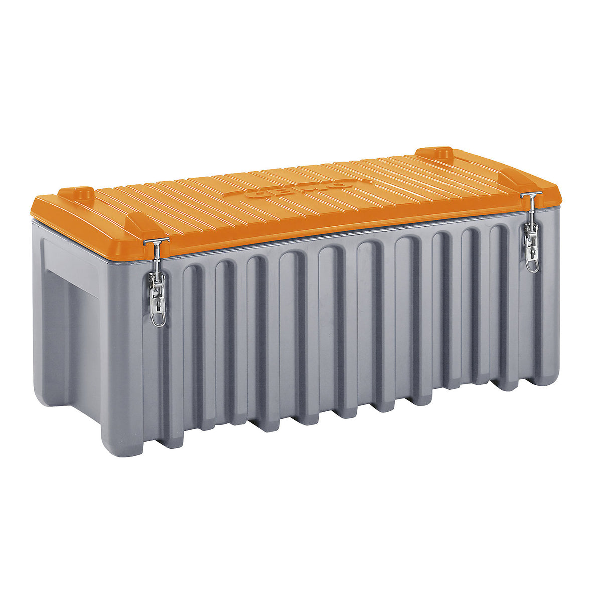 Universal box made of polyethylene, capacity 250 l, max. load 200 kg, grey / orange.