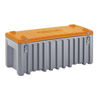 Universal box made of polyethylene, capacity 250 l, max. load 200 kg, grey / orange.