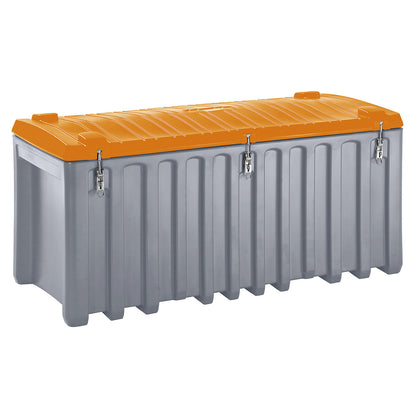 Universal box made of polyethylene, capacity 750 l, max. load 400 kg, grey / orange.