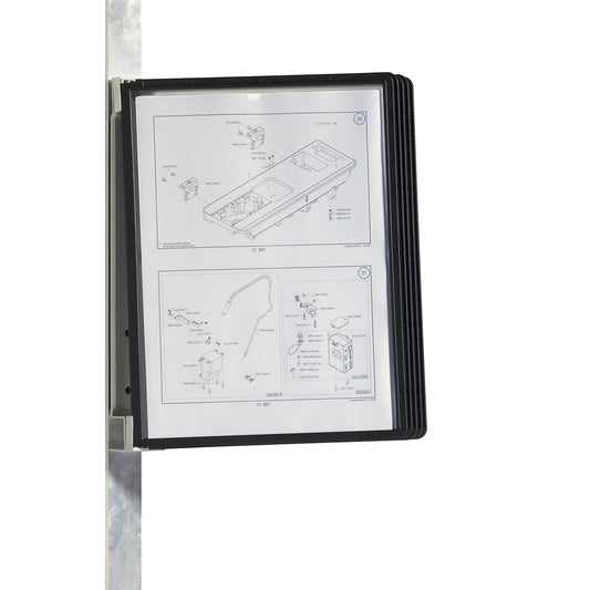 Complete wall bracket set, magnetic, 5 x A4 clear view panels, pack of 2, black frame.