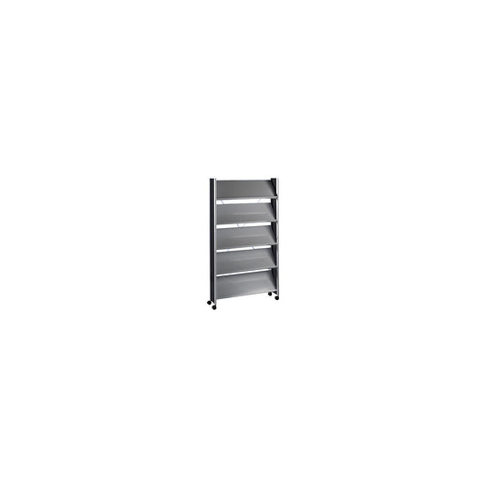 Designer brochure display stand, for 20 x A4, silver / black.