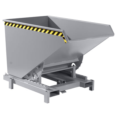 Heavy duty tilting skip, capacity 1.2 m³, max. load 4000 kg, grey RAL 7005.