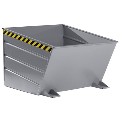 Tilting skip, low front edge, capacity 1.0 m³, mouse grey.