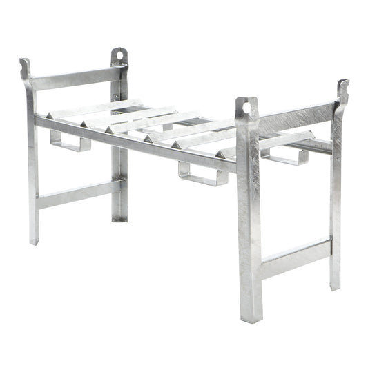 Stacking frame for drum shelving, for 3 x 60 l drums, zinc plated.
