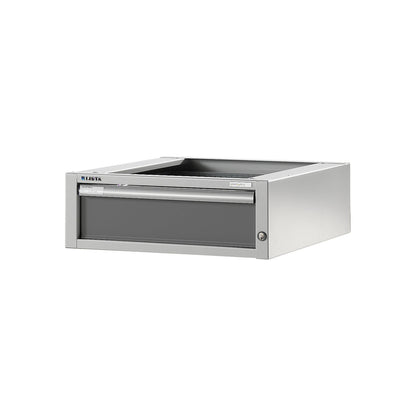 Modular workbench system, drawer unit, height 204 mm, 1 drawer, metallic grey.