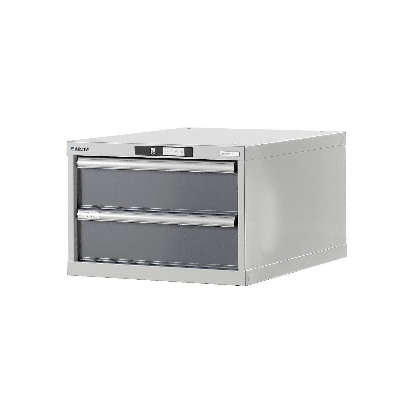 Modular workbench system, drawer unit, height 383 mm, 2 drawers, metallic grey.