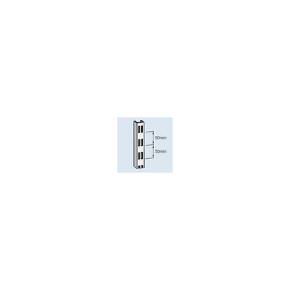 Slotted rail for wall shelf unit, steel, plastic-coated, length 1000 mm.