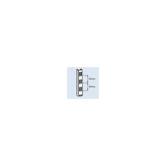 Slotted rail for wall shelf unit, steel, plastic-coated, length 1000 mm.