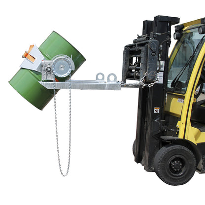 Drum tilting unit, for forklift and crane operation, with chain loop, zinc plated.