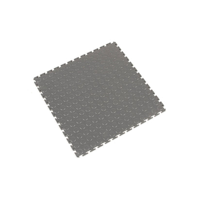 Tough-Lock PVC floor tiles, with studded surface, pack of 8, grey.