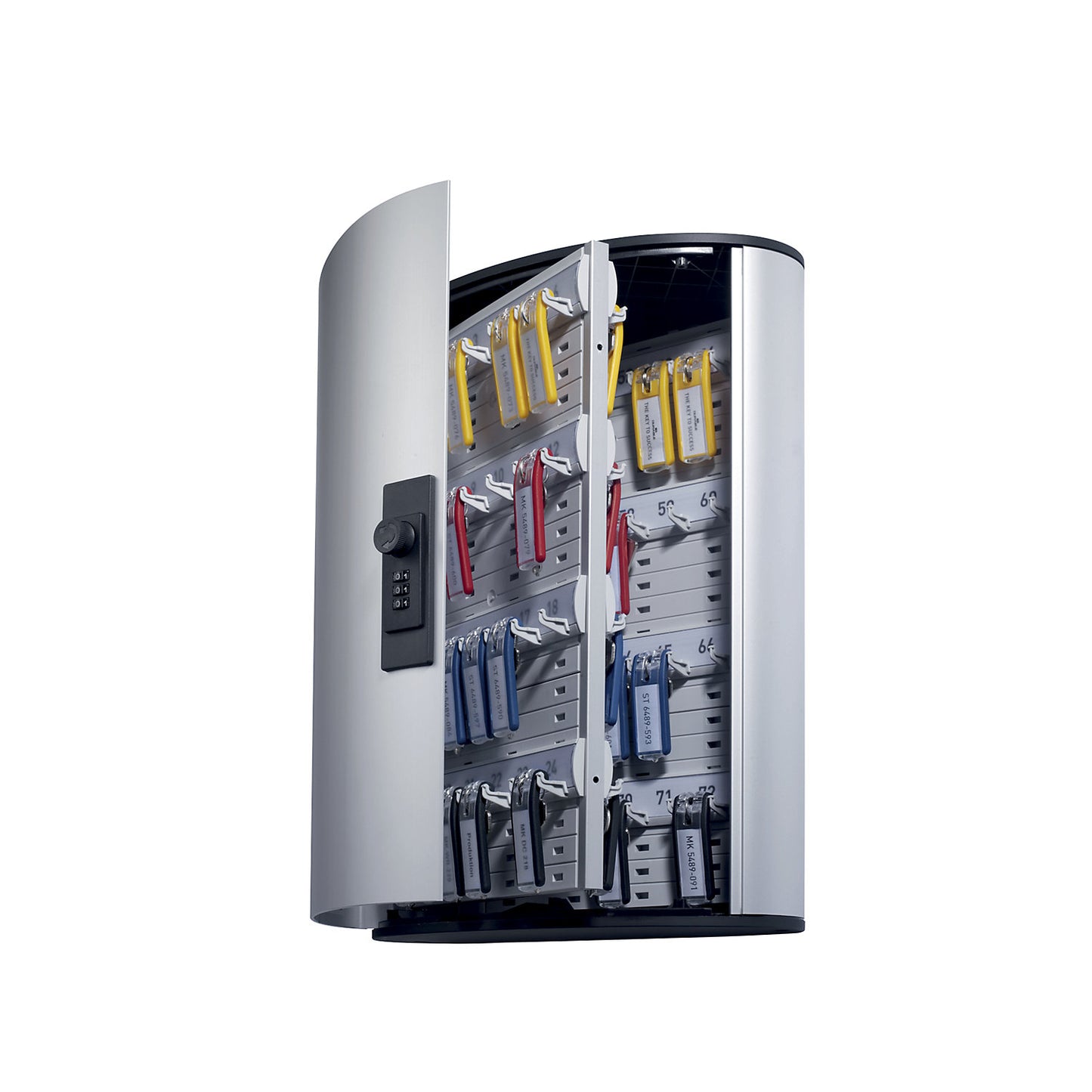 Designer key box, with combination lock, HxWxD 400 x 300 x 118 mm, 72 hooks.