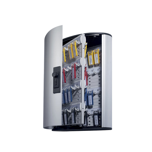 Designer key box, with combination lock, HxWxD 400 x 300 x 118 mm, 72 hooks.