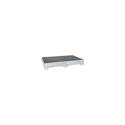Steel sump tray for IBC/CTC tank containers, LxWxH 2690 x 1650 x 375 mm, sump capacity 1000 l, hot dip galvanised.