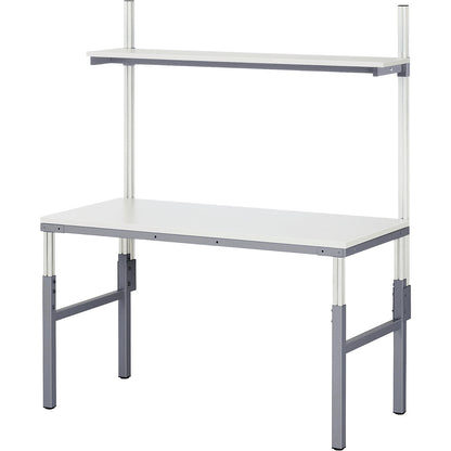 Workstation system, manual height adjustable from 650 - 1000 mm, standard table with shelf, WxD 1500 x 900 mm.