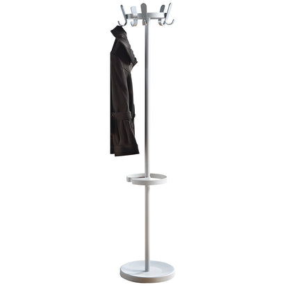 Coat stand with 5 hooks, height 1680 mm, Ø 350 mm, hook colour silver.