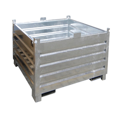 Waste container, capacity 1.0 m³, hot dip galvanised.