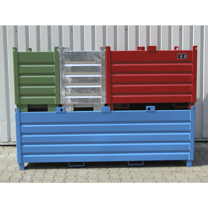 Waste container, capacity 1.0 m³, hot dip galvanised.
