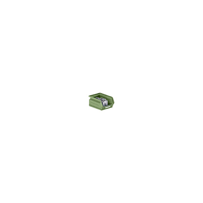 Open fronted storage bin made of sheet steel, LxWxH 165 x 103 x 75 mm, reseda green.