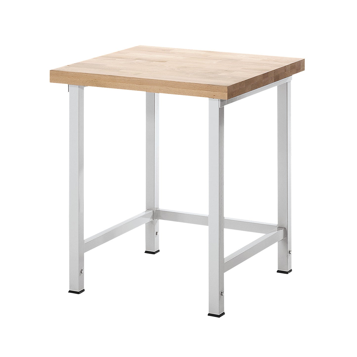 Height-adjustable workbench, frame construction, without substructures, width 750 mm, frame in light grey.