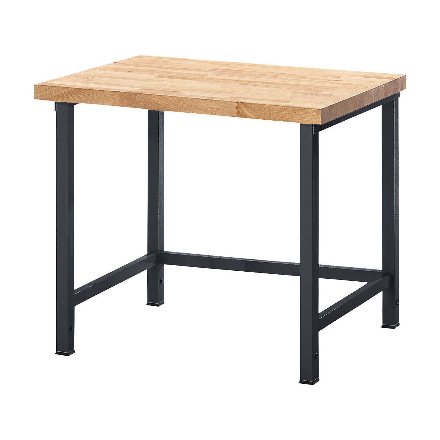 Height-adjustable workbench, frame construction, without substructures, width 1000 mm, frame in metallic charcoal.