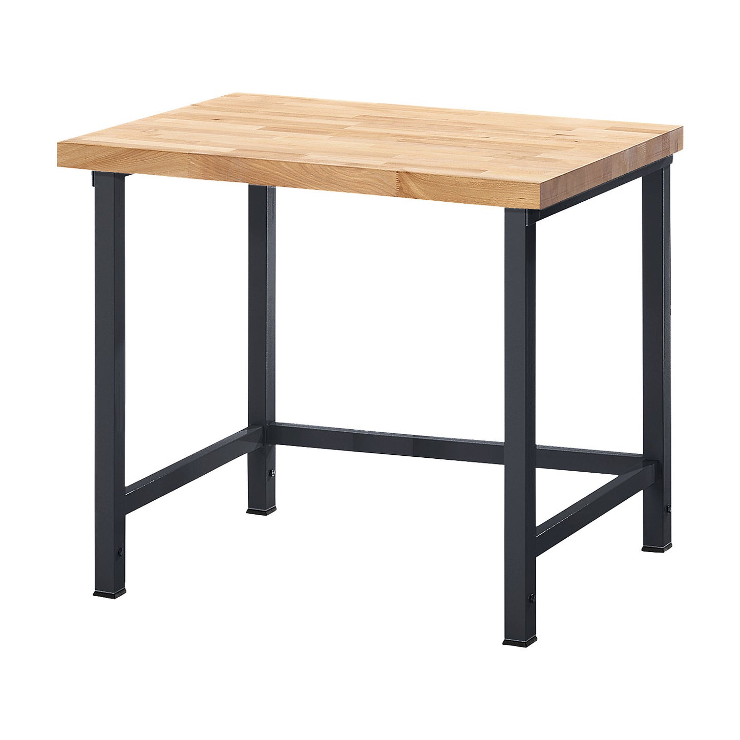 Height-adjustable workbench, frame construction, without substructures, width 1250 mm, frame in metallic charcoal.