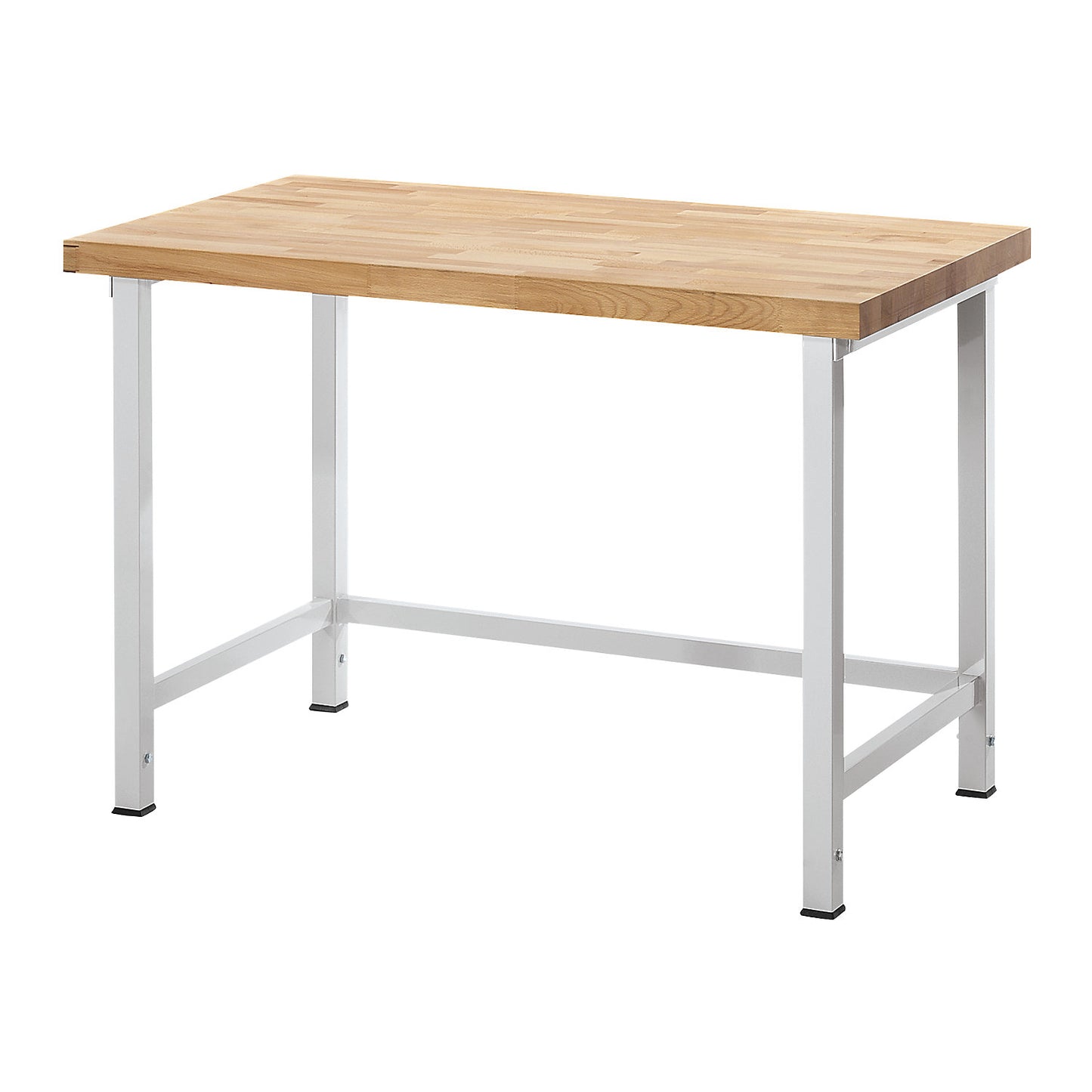 Height-adjustable workbench, frame construction, without substructures, width 1500 mm, frame in light grey.