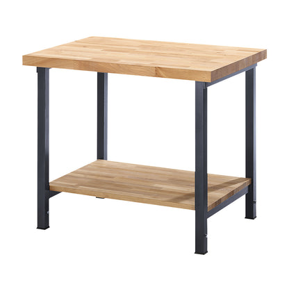 Height-adjustable workbench, frame construction, 1 shelf, width 1000 mm, frame in metallic charcoal.