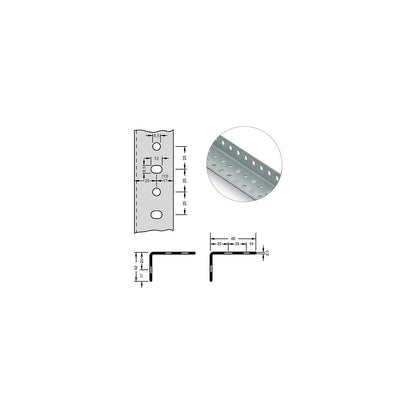 Angled steel profile for modular system, 65 x 42 x 2 mm, length 2 m, zinc plated, pack of 10.