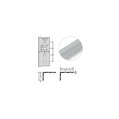 Angled steel profile for modular system, 65 x 42 x 2 mm, length 2.5 m, light grey, pack of 8.