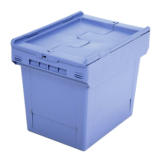 Reusable stacking container with folding lid, capacity 27 l, 1+ items.