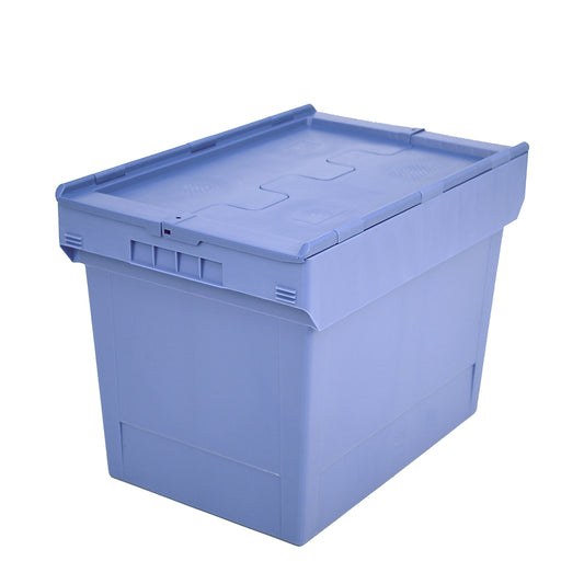 Reusable stacking container with folding lid, capacity 74 l, 1+ items.