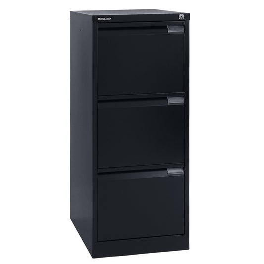 Suspension file cabinet, 1-track, 3 A4 drawers, deep black.