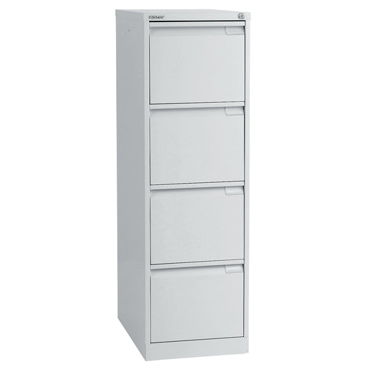 Suspension file cabinet, 1-track, 4 A4 drawers, light grey.