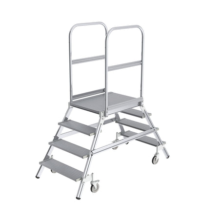 Platform steps with double sided access, platform and steps made of light alloy, 2x4 steps inclusive platform.