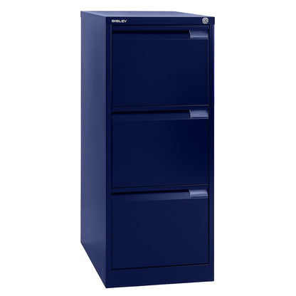 Suspension file cabinet, 1-track, 3 A4 drawers, oxford blue.