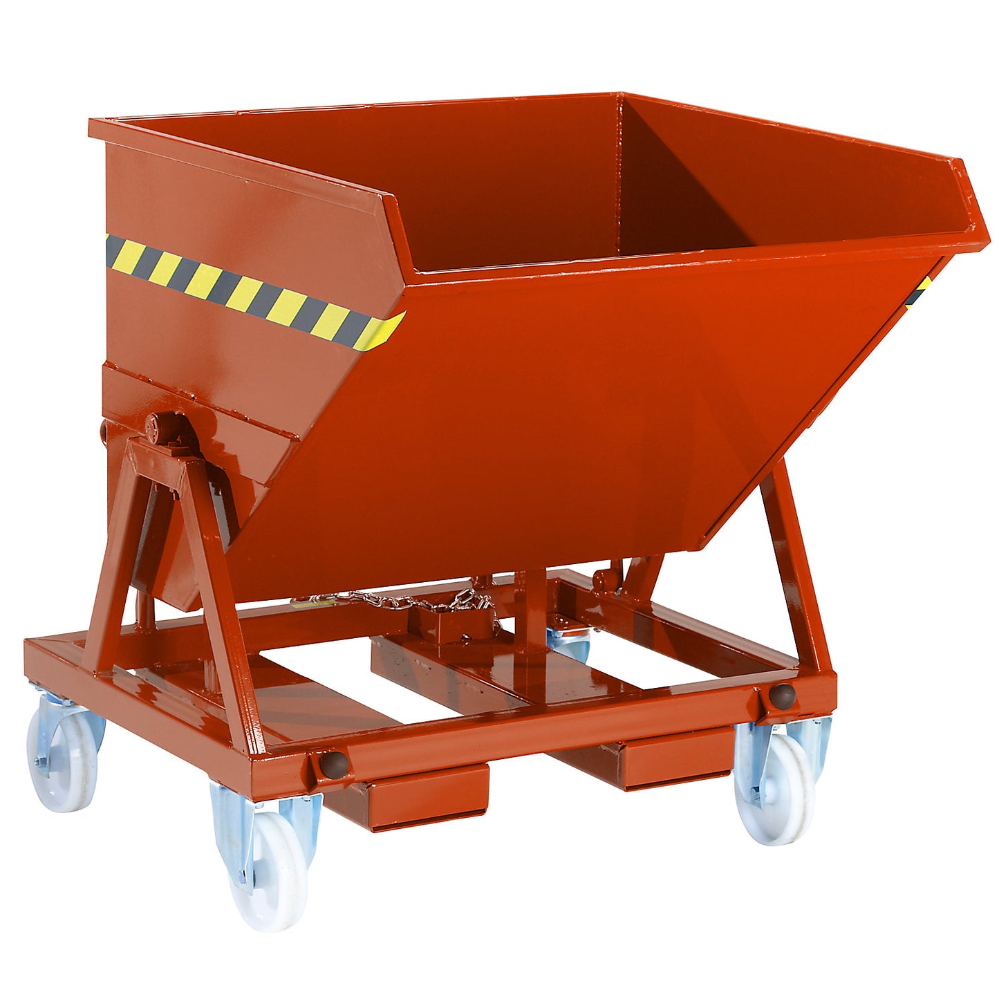 Mobile tilting skip with tilting mechanism, max. load 1000 kg, capacity 0.675 m³, without sieve insert.