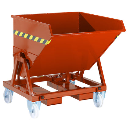 Mobile tilting skip with tilting mechanism, max. load 1000 kg, capacity 0.675 m³, without sieve insert.