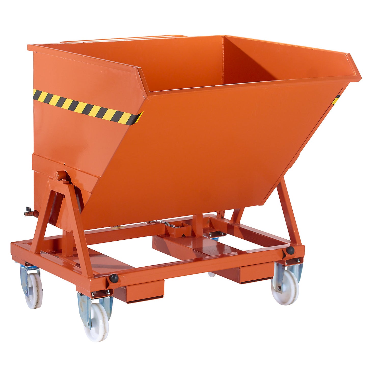 Mobile tilting skip with tilting mechanism, max. load 1000 kg, capacity 0.675 m³, with sieve insert.