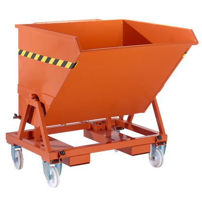 Mobile tilting skip with tilting mechanism, max. load 1000 kg, capacity 0.675 m³, with sieve insert.