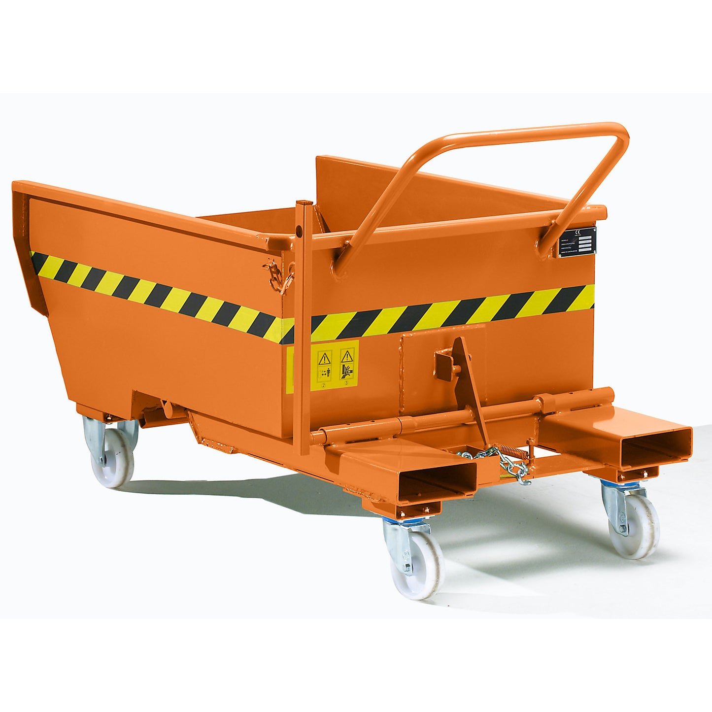 Mobile tilting skip with tilting mechanism, with wheel set, capacity 0.285 m³.