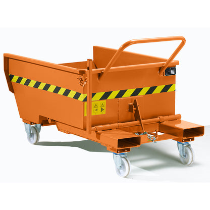 Mobile tilting skip with tilting mechanism, with wheel set, capacity 0.285 m³.