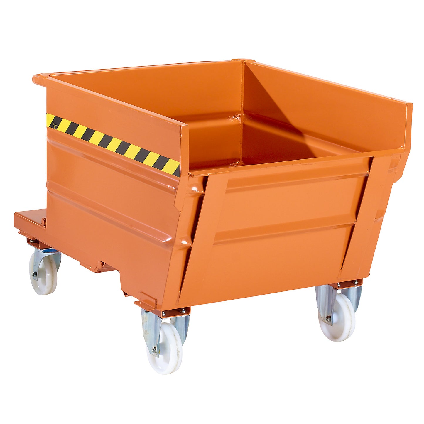Mobile tilting skip with tilting mechanism, with wheel set, capacity 0.49 m³.